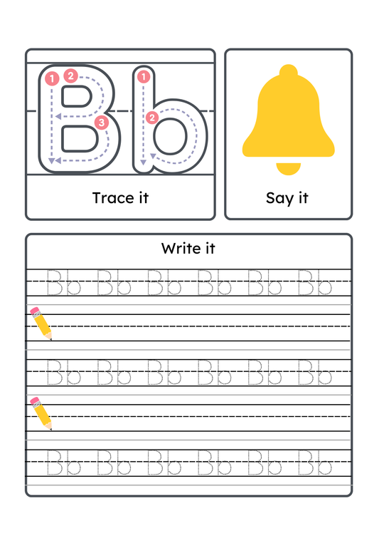 Alphabet Handwriting & Tracing Worksheets | A–Z Letter Practice Set for Toddlers & Preschoolers