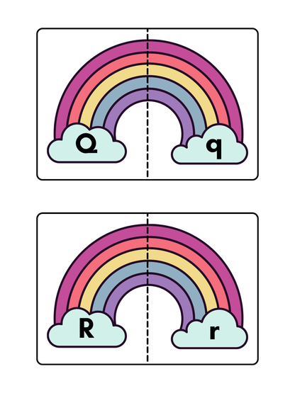 Rainbow Uppercase & Lowercase Letter Match | Cut and Paste Alphabet Activity for Preschool and Kindergarten