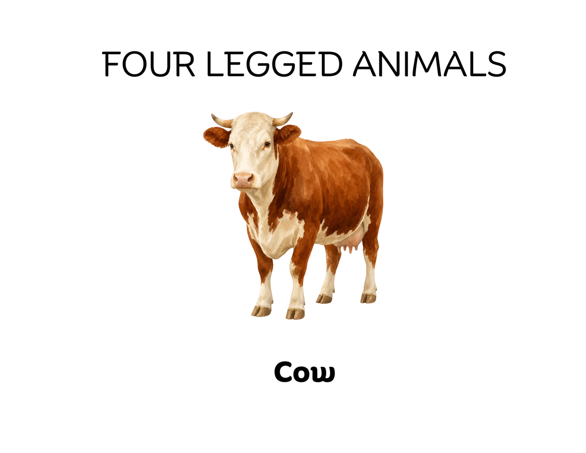 Four-Legged and Two-Legged Animals Sorting Flashcards | Montessori Early Learning Printable