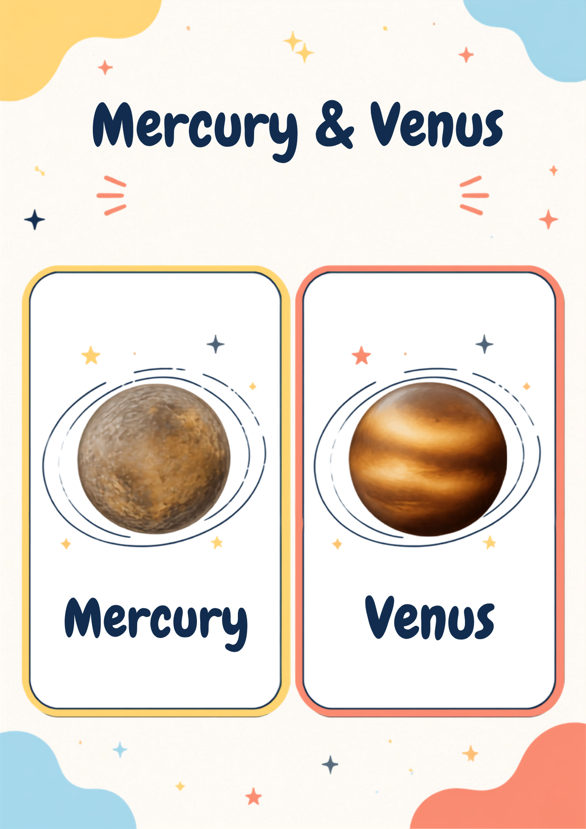 Solar System Flashcards & Learning Poster Set – Montessori Printable Educational Activity for Toddlers & Preschoolers (Instant Digital Download)