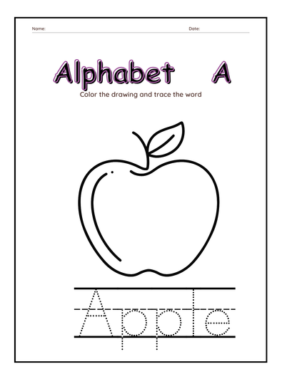 Alphabet tracing & coloring  Worksheets-27 Page Printable Pack