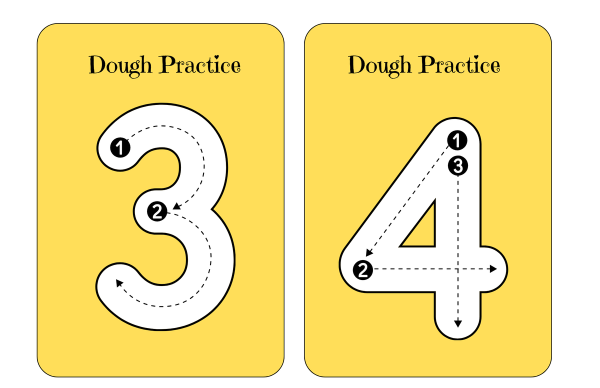 Number 1 -10 Dough Practice   Flash Cards and Mats