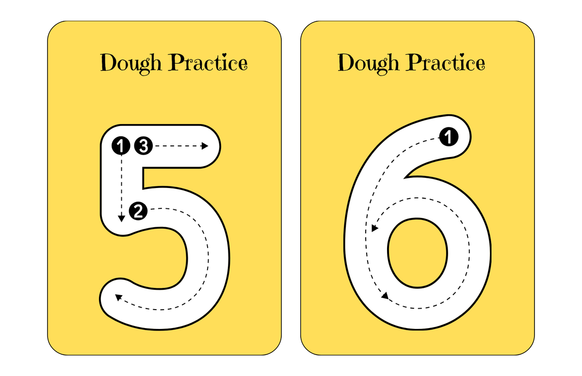 Number 1 -10 Dough Practice   Flash Cards and Mats