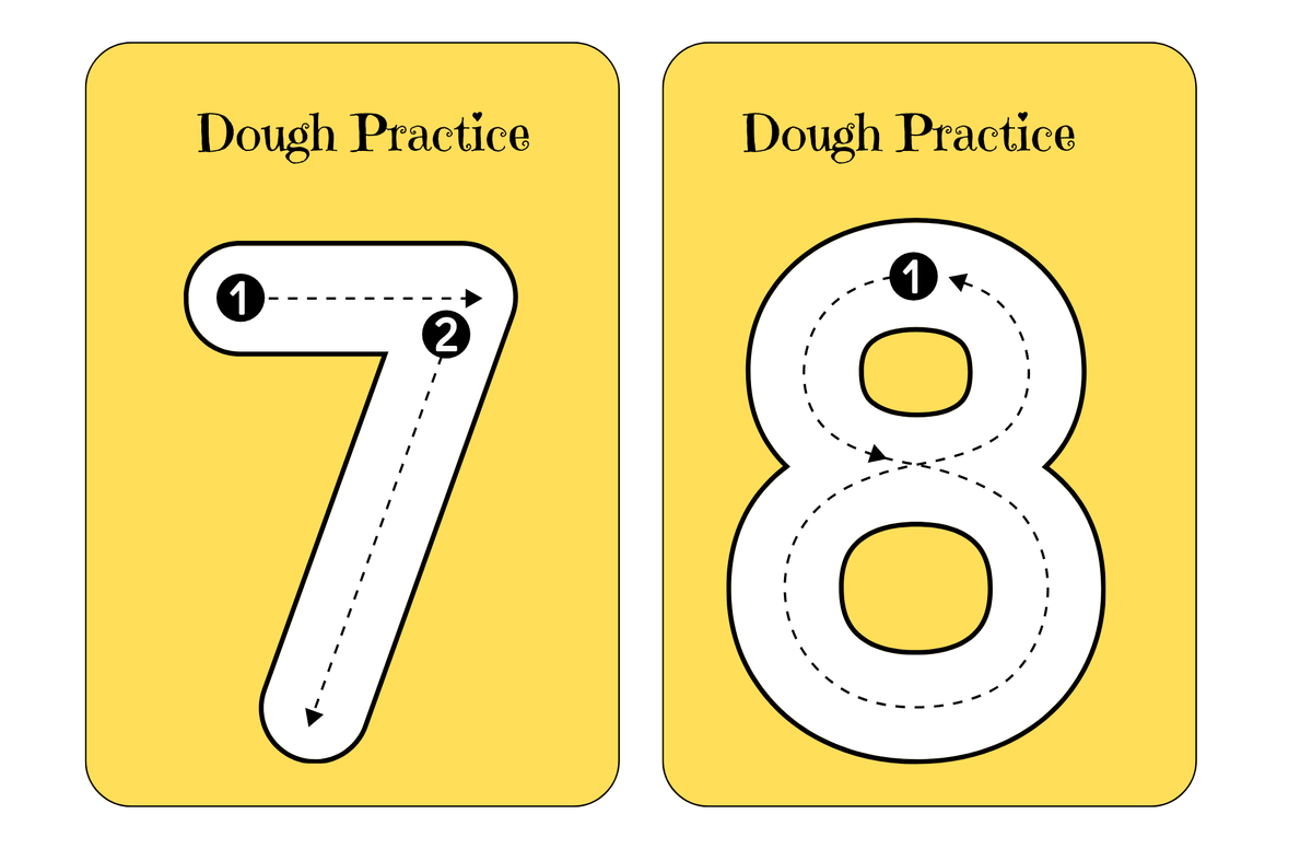 Number 1 -10 Dough Practice   Flash Cards and Mats