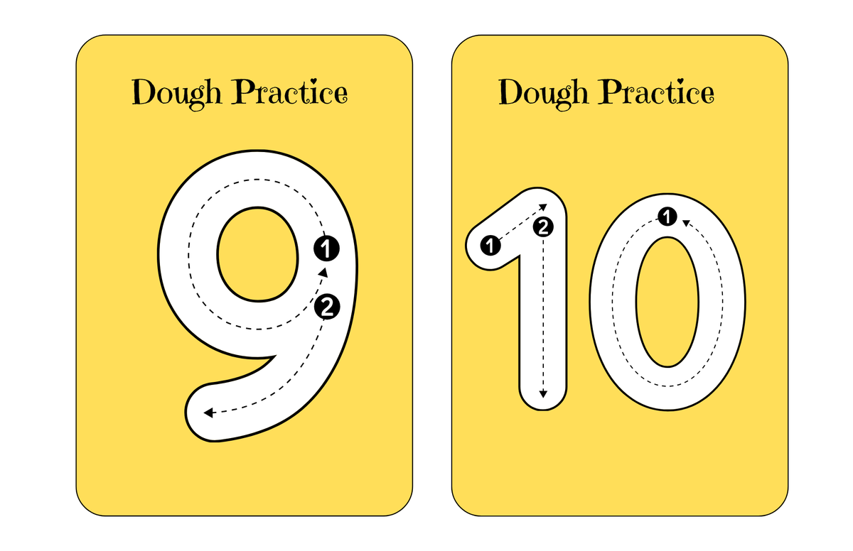 Number 1 -10 Dough Practice   Flash Cards and Mats