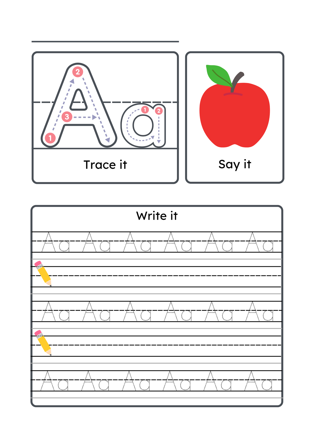 Alphabet Handwriting & Tracing Worksheets | A–Z Letter Practice Set for Toddlers & Preschoolers