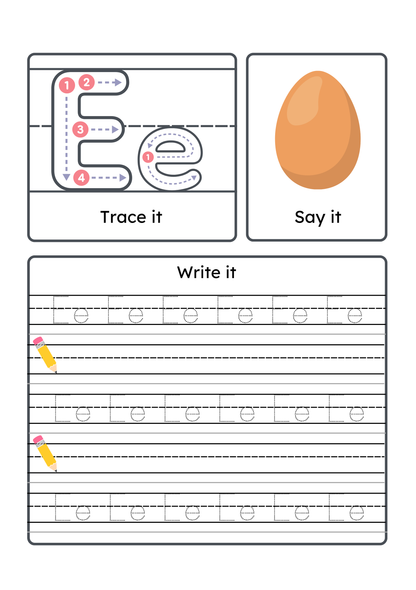 Alphabet Handwriting & Tracing Worksheets | A–Z Letter Practice Set for Toddlers & Preschoolers