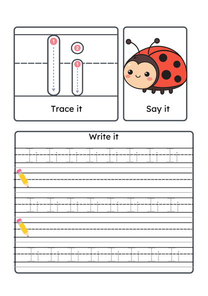 Alphabet Handwriting & Tracing Worksheets | A–Z Letter Practice Set for Toddlers & Preschoolers