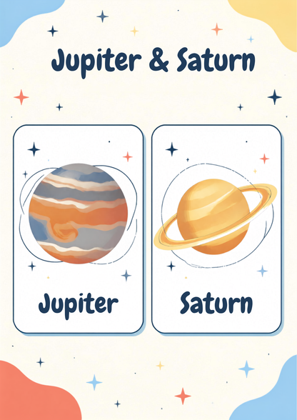 Solar System Flashcards & Learning Poster Set – Montessori Printable Educational Activity for Toddlers & Preschoolers (Instant Digital Download)
