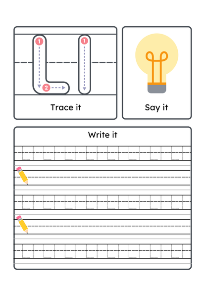 Alphabet Handwriting & Tracing Worksheets | A–Z Letter Practice Set for Toddlers & Preschoolers