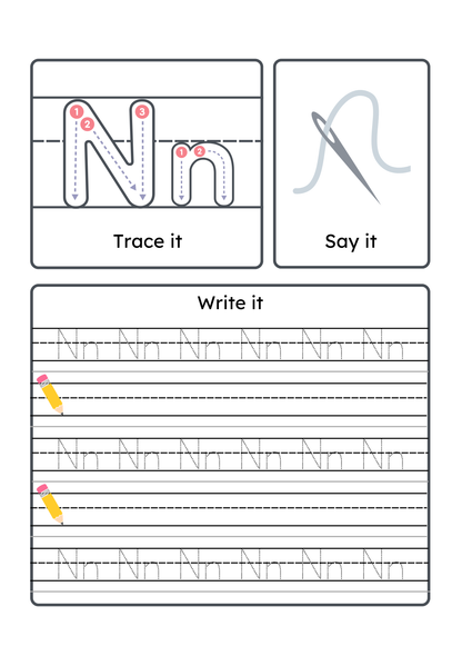 Alphabet Handwriting & Tracing Worksheets | A–Z Letter Practice Set for Toddlers & Preschoolers