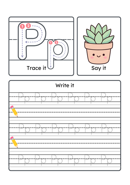 Alphabet Handwriting & Tracing Worksheets | A–Z Letter Practice Set for Toddlers & Preschoolers