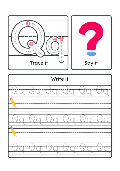 Alphabet Handwriting & Tracing Worksheets | A–Z Letter Practice Set for Toddlers & Preschoolers
