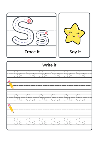 Alphabet Handwriting & Tracing Worksheets | A–Z Letter Practice Set for Toddlers & Preschoolers