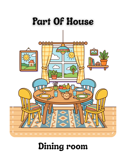 Parts of a House Learning Cards | Home Vocabulary & Room Matching Activity | Digital Download
