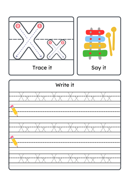 Alphabet Handwriting & Tracing Worksheets | A–Z Letter Practice Set for Toddlers & Preschoolers