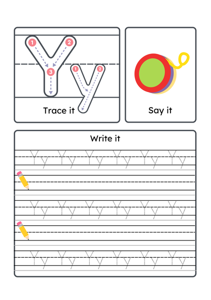 Alphabet Handwriting & Tracing Worksheets | A–Z Letter Practice Set for Toddlers & Preschoolers