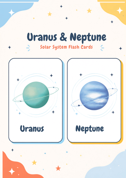 Solar System Flashcards & Learning Poster Set – Montessori Printable Educational Activity for Toddlers & Preschoolers (Instant Digital Download)