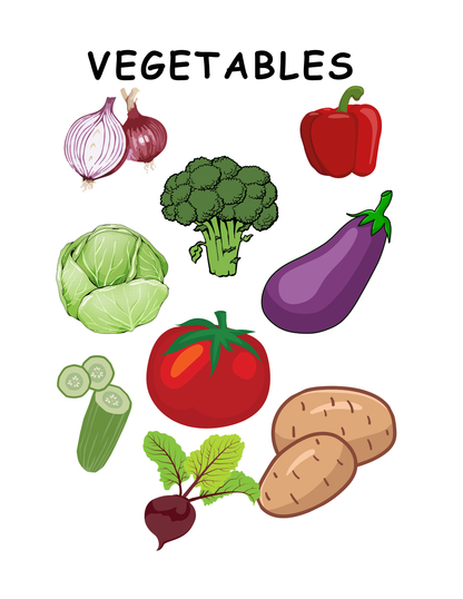 Vegetable Poster Chart,Printable Food Education Wall  Art , US Letter Healthy Eating Classroom Decor